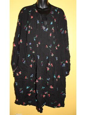 Old Navy XXL Black Floral Pintuck Floral Tunic Dress Great with Boots